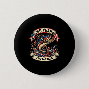 250 jaar Amerikaanse vlag baars vissen 4 juli Ronde Button 5,7 Cm