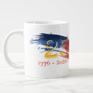 250 Jaar Amerikaanse vlag borstel met gouden numme Grote Koffiekop