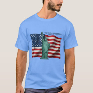 250 Jaar Amerikaanse Vlag met de Standbeeld van de T-shirt