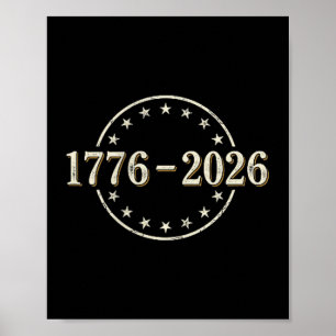 250 jaar amerikaanse vlag - voor- en achterkant 25 poster