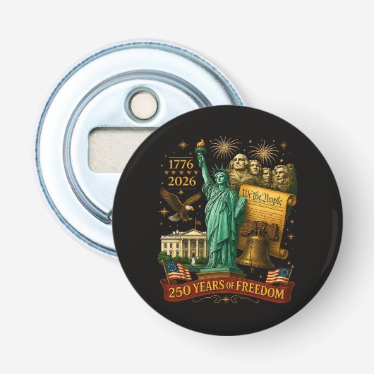 250 Jaar Amerikaanse Vrijheid Button Flesopener (Voorkant)