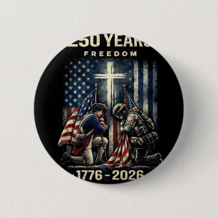 250 Jaar Christelijk Kruis En Usa Vlag 1776 2026 F Ronde Button 5,7 Cm