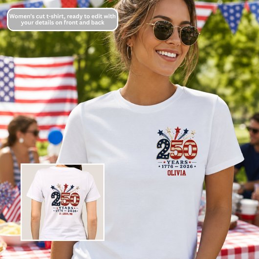 250 Jaar Dames TShirt Amerika Verjaardag