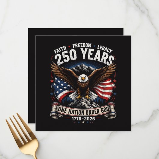 250 Jaar Eén Natie Onder God Adelaar Menu (Voorkant / Achterkant in situ)
