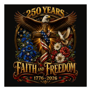 250 Jaar geloof en vrijheid Amerika Perfect Poster