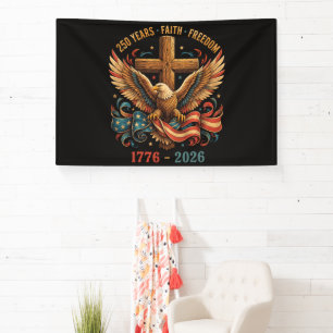 250 Jaar geloof en vrijheid patriottische adelaar Spandoek