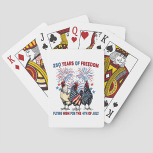 250 Jaar Grappige Kippen Vliegen Hoog Vuurwerk 4e Pokerkaarten