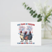 250 Jaar Grappige Kippen Vliegen Hoog Vuurwerk 4e Save The Date (Staand voorkant)