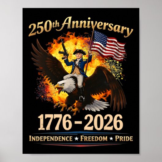 250 jaar Ja 1776 2026 Grappige George Washington R Poster (Voorkant)