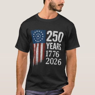 250 Jaar Jubileum 1776–2026 Amerikaanse Vlag Patr T-shirt