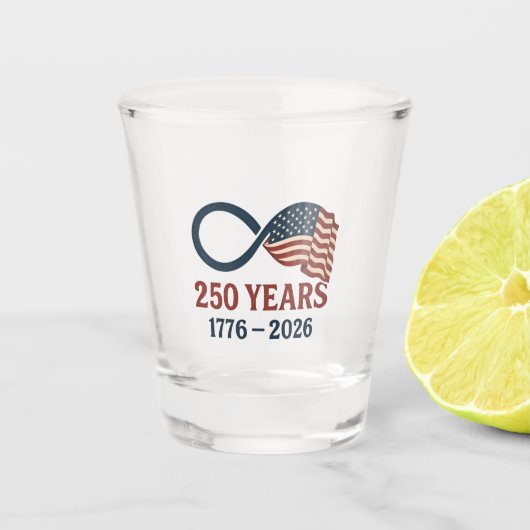 250 jaar Jubileum 1776-2026 USA Patriottisch Shot Glas (Voorkant)