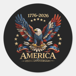 250 Jaar Jubileum Amerikaanse Adelaar 1776-2026 Ronde Sticker