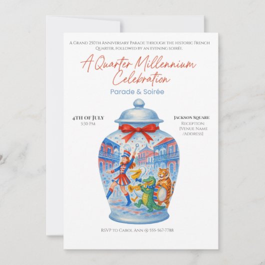250 jaar Jubileum Ginger Jar Parade & Soirée Kaart (Voorkant)