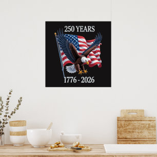 250 Jaar Jubileum Usa Amerikaanse Vlag 1776-2026 Poster