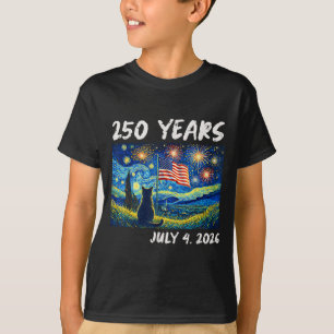 250 Jaar Kat Sterrennacht 4 juli 250ste verjaardag T-shirt