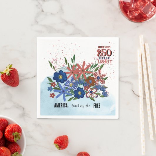 250 jaar Liberty Floral Patriotic Napkin Servet (Insitu)