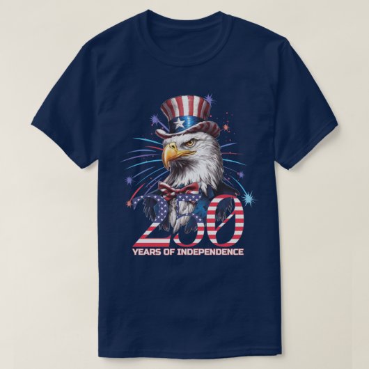 250 Jaar Onafhankelijkheid Amerikaanse Adelaar T-shirt (Design voorkant)