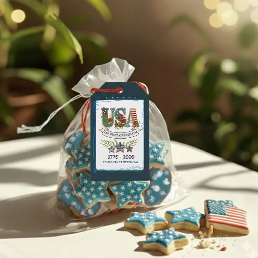 250 Jaar Onafhankelijkheid Elegante Patriottische Cadeaulabel