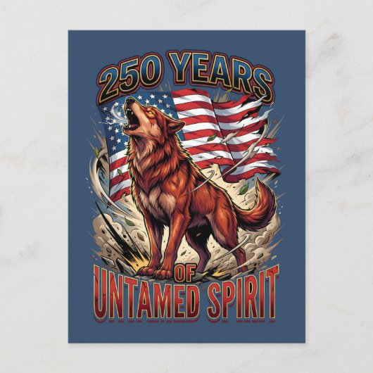 250 Jaar Onstuimige Geest Rode Wolf Kunst Briefkaart (Voorkant)