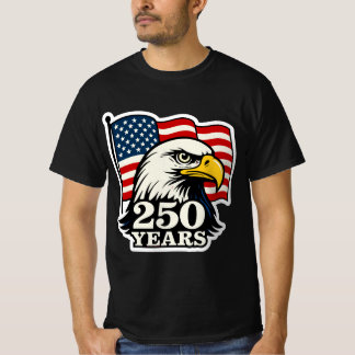 250 jaar Patriottische adelaar en vlag ontwerp T-shirt