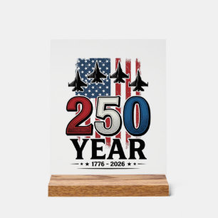 250 Jaar Patriottische Jet Vintage Gravure Shirt D Acryl Bord