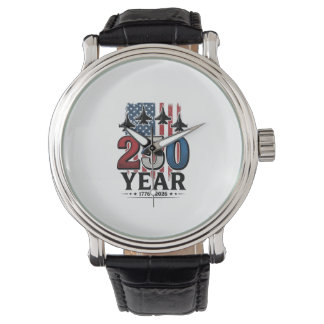 250 Jaar Patriottische Jet Vintage Gravure Shirt D Horloge