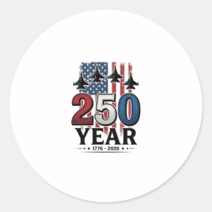 250 Jaar Patriottische Jet Vintage Gravure Shirt D Ronde Sticker