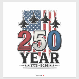 250 Jaar Patriottische Jet Vintage Gravure Shirt D Sticker