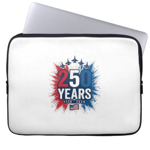 250 Jaar Patriottische Jets Herdenkings Vector Des Laptop Sleeve