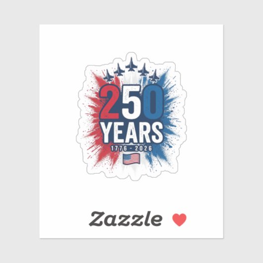 250 Jaar Patriottische Jets Herdenkings Vector Des Sticker (Vel)