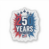 250 Jaar Patriottische Jets Herdenkings Vector Des Sticker (Voorkant)