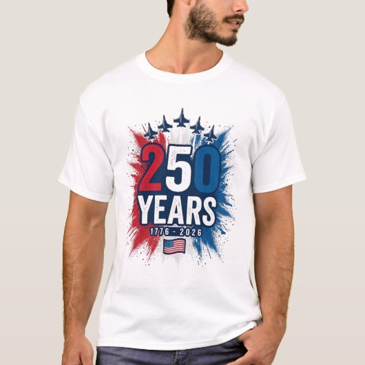 250 Jaar Patriottische Jets Herdenkings Vector Des T-shirt (Voorkant)