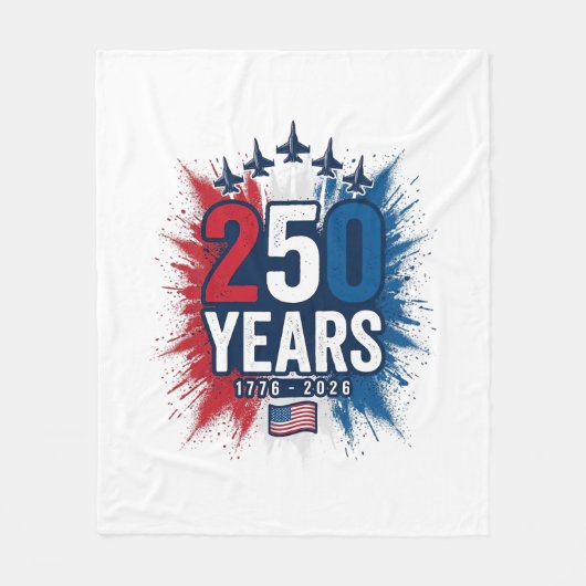 250 Jaar Patriottische Jets Verjaardags Vector Ont Fleece Deken (Voorkant)