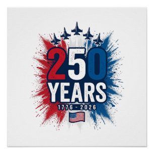 250 Jaar Patriottische Jets Verjaardags Vector Ont Perfect Poster