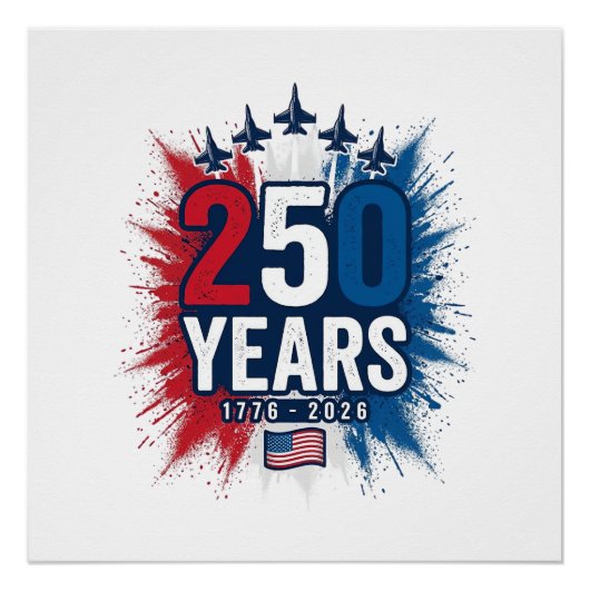 250 Jaar Patriottische Jets Verjaardags Vector Ont Perfect Poster (Voorkant)