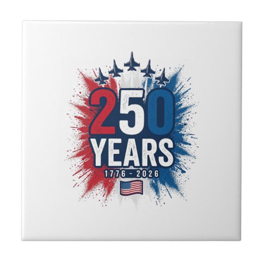250 Jaar Patriottische Jets Verjaardags Vector Ont Tegeltje (Voorkant)