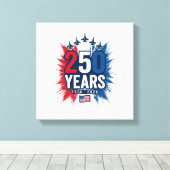 250 Jaar Patriottische Jets Verjaardags Vectorontw Canvas Afdruk (Insitu (Houten vloer))