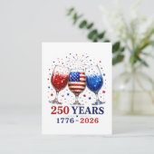 250 Jaar Patriottische Wijn Glas Viering Briefkaart (Staand voorkant)