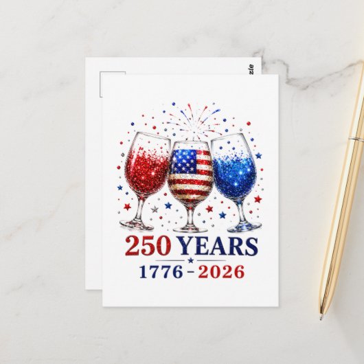 250 Jaar Patriottische Wijn Glas Viering Briefkaart (Voorkant / Achterkant in situ)