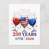 250 Jaar Patriottische Wijn Glas Viering Briefkaart (Voorkant)