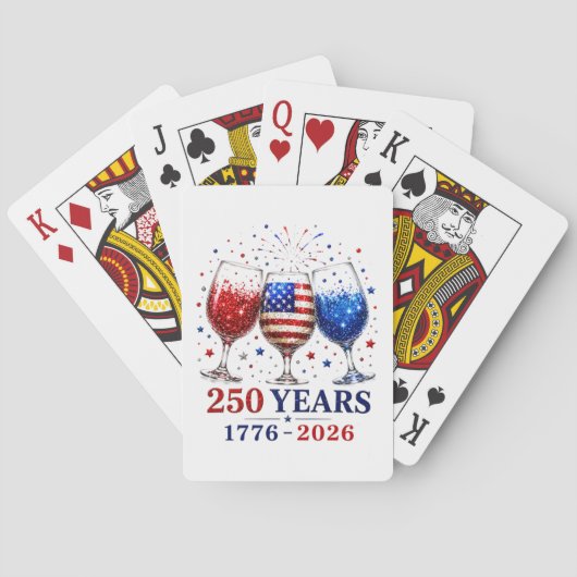 250 Jaar Patriottische Wijn Glas Viering Pokerkaarten (Achterkant)