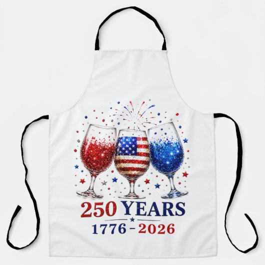250 Jaar Patriottische Wijn Glas Viering Schort (Voorkant)