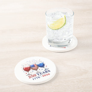 250 Jaar Patriottische Wijn Glas Viering Zandsteen Onderzetter