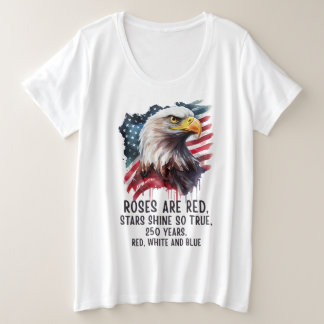 250 Jaar Rood Wit & Blauw Patriotisch Grote Maat T-shirt