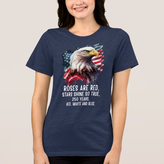 250 Jaar Rood Wit & Blauw Patriotisch Tri-Blend Shirt (Voorkant)