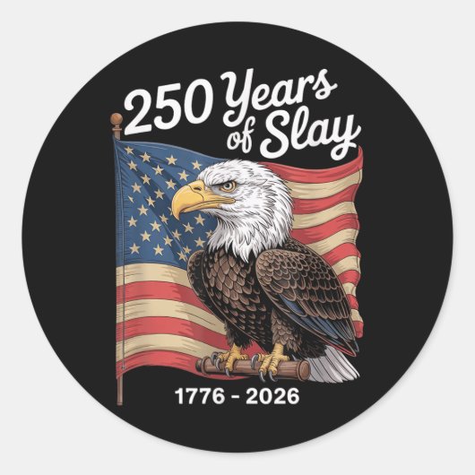 250 jaar Slay Eagle USA 250ste Jubileum Ronde Sticker (Voorkant)