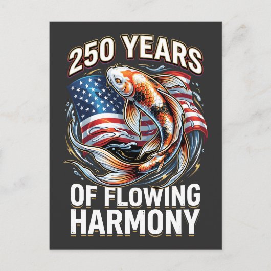 250 Jaar Stromende Harmonie Koi Karper Briefkaart (Voorkant)