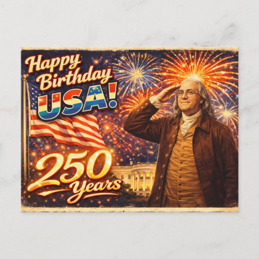 250 Jaar Uitmuntendheid Benjamin Franklin VS Briefkaart (Voorkant)