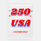 250 Jaar USA Herdenkingswelkom Acryl Bord (Voorkant)