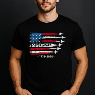 250 Jaar USA Jets Patriottische Rode Witte Blauwe T-shirt